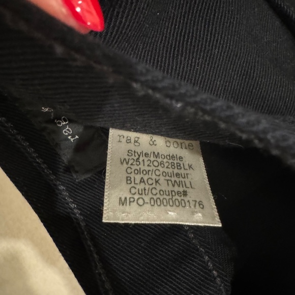 rag & bone Ankle Cropped Straight Leg Black Jeans - Picture 9 of 9